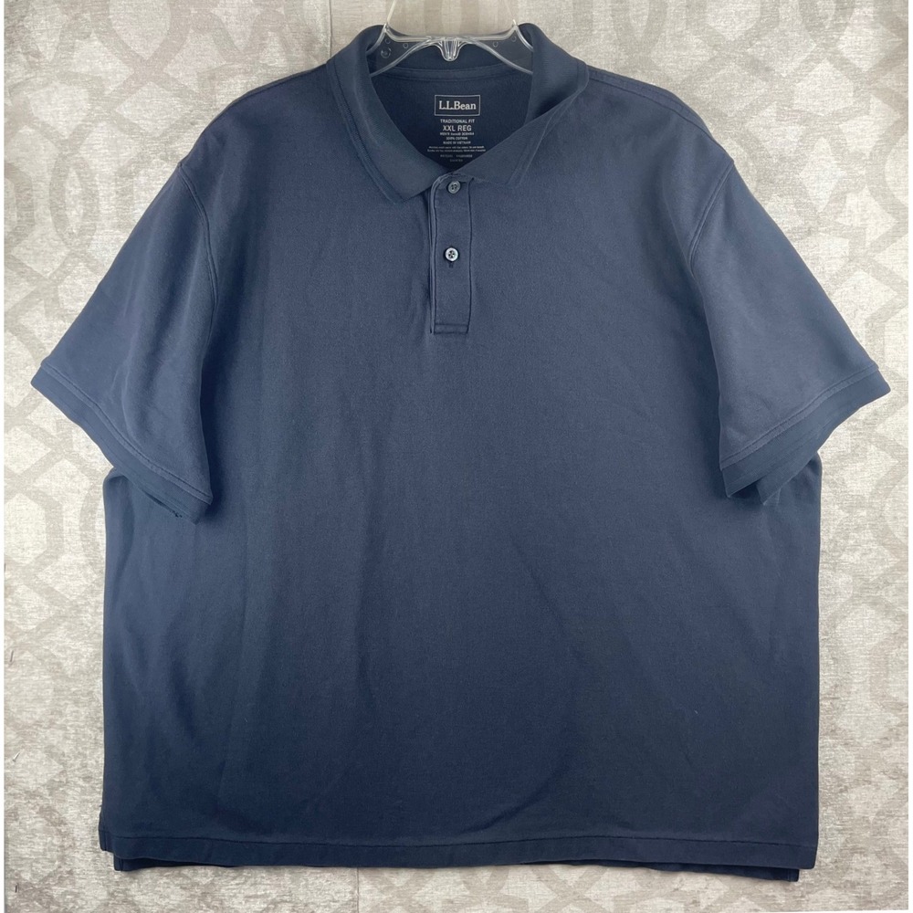L.L.Bean Polo Mens XXL Navy Blue Excellent Short Sleeve Cotton 300454